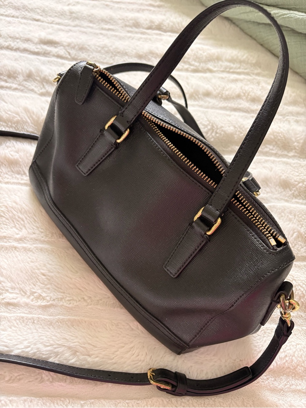 Coach Saffiano Mini Leather Satchel with Gold Hardware - Picture 10 of 13